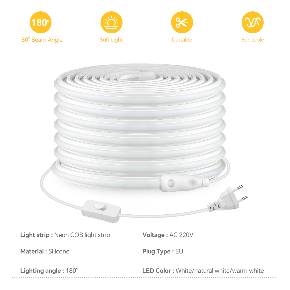 Newest 220V LED Strip Neon Lig - Outdoor Power Strip Weatherproof 评论和价格